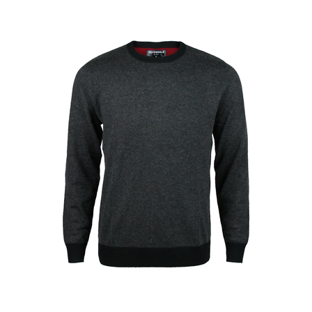 Contrast Detail Crew Neck - Tailored Fit. Charcoal - Silverdale, Mens ...